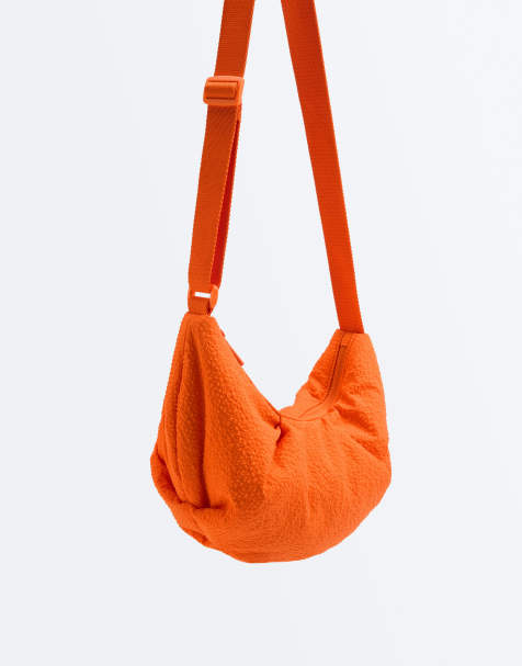 OYSHO – Orange, quiltad och rutig axelremsväska - view 1