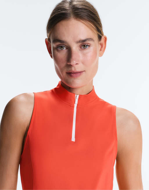 OYSHO - Orange ærmeløs T-shirt med kort lynlås, 3 af 4