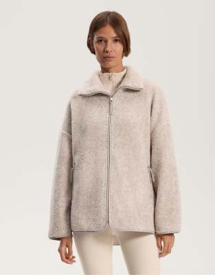OYSHO - Oversize-Jacke aus Lammfellimitat in Grau