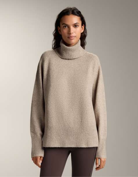 OYSHO Oversize knit roll neck jumper in mink melange - view 1