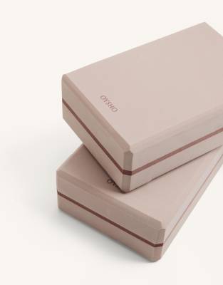 Oysho - Pack mit Yogablöcken in Braun/Hellbraun