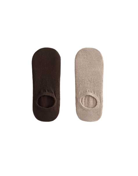 Oysho - Pakke med 2 par brune yoga- og pilates-sokker i bomuldsblanding - view 1