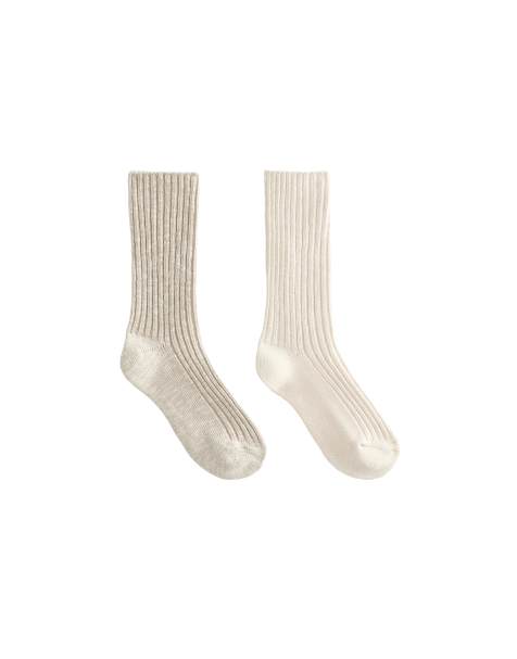 OYSHO - Pakke med 2 par klassiske beige sokker i ribstrik - view 1