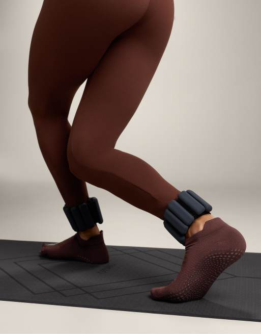 Oysho - Pakke med 2 par lyserøde/brune yoga- og pilates-sokker i polyamidblanding, 3 af 4