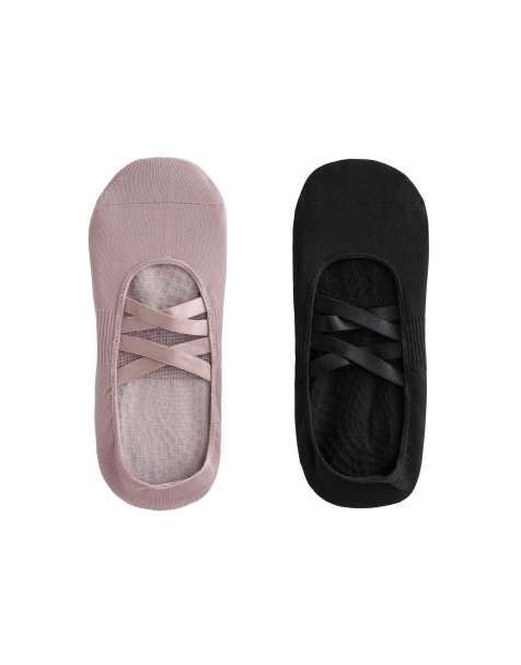 OYSHO - Pakke med 2 par lyslilla yoga- og pilatessokker med dobbelte stropper i polyamidblanding - view 1