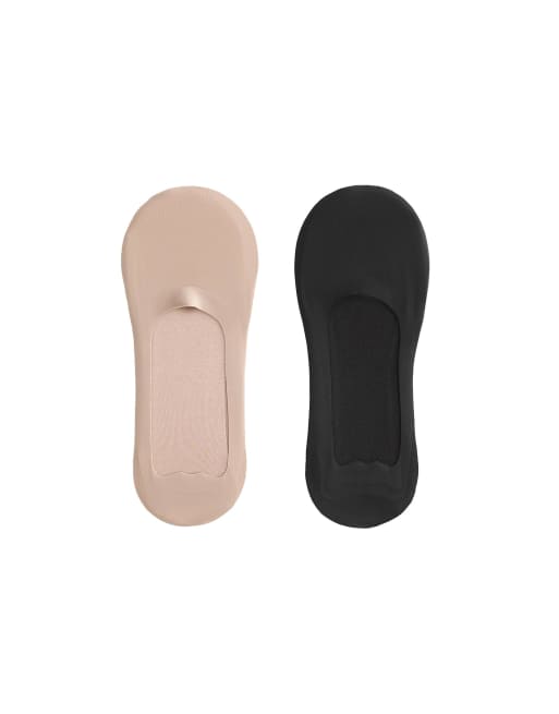 Oysho - Pakke med 2 par minkbrune usynlige sokker med mellemhøj udskæring i mikrofiber