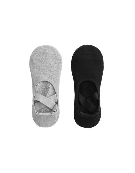 Oysho - Pakke med 2 par sorte yoga- og pilatessokker med krydsstropper i bomuldsblanding - view 1