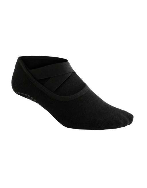 Oysho - Pakke med 2 par sorte yoga- og pilatessokker med krydsstropper i bomuldsblanding, 3 af 4