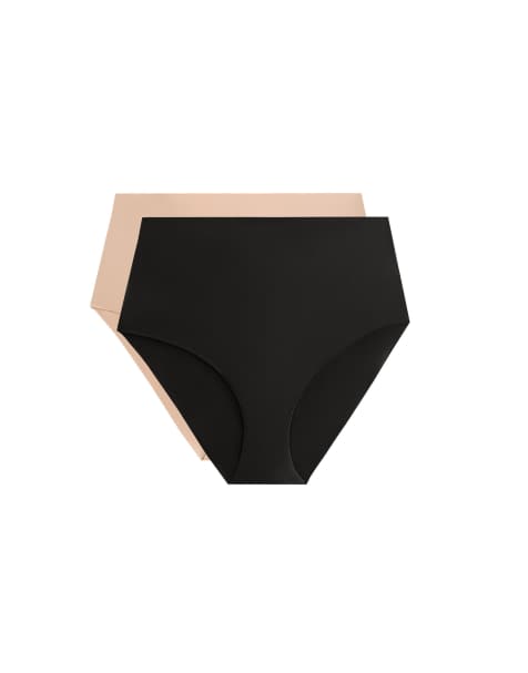 OYSHO - Pakke med 2 par usynlige klassiske briefs med medium støtte og høj talje i mørk auberginefarvet polyamidblanding - view 1