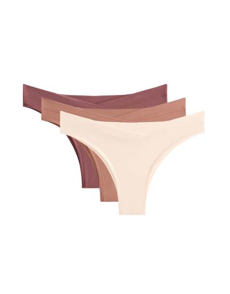 OYSHO - Pakke med 3 cremehvide brasilianske briefs med V-snit i modalblanding - view 1
