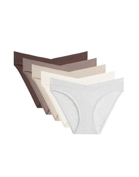 OYSHO - Pakke med 5 par brune klassiske briefs med V-snit i modalblanding - view 1