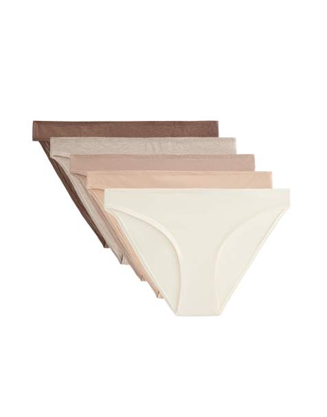 OYSHO - Pakke med 5 par klassiske briefs i bomuldsblanding i lyserøde og beige nuancer - view 1