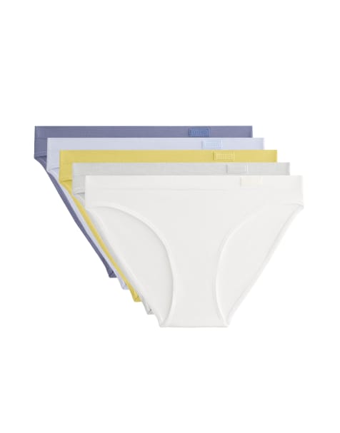 Oysho - Pakke med 5 par sømløse klassiske bløde briefs i grøn/multifarve - view 1