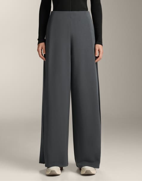 OYSHO - Pantalon ample en modal doux plissé sur les côtés - Gris - view 1