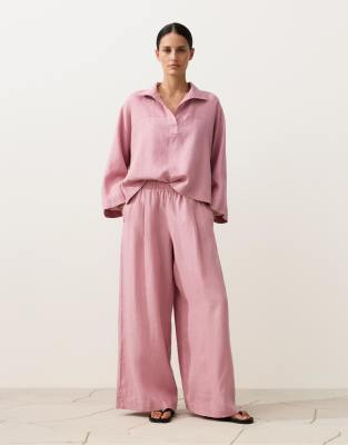 Pantalon ample en pur lin - Rose XS
