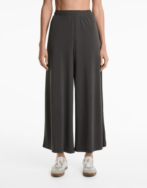 Oysho - Pantalon ample et raccourci en modal fluide - Anthracite - view 1