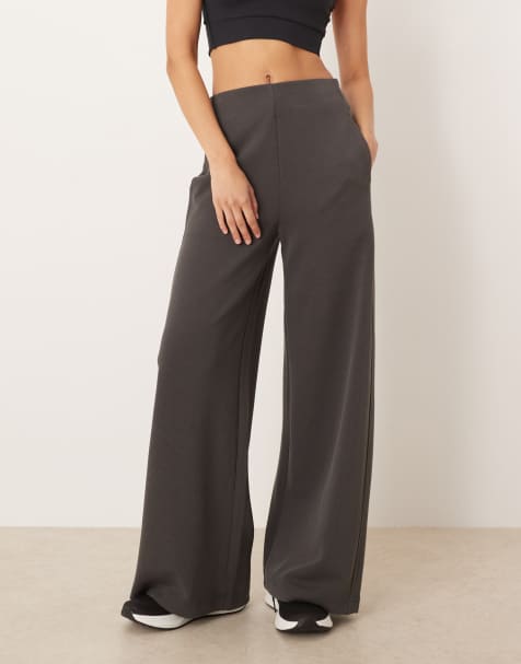 OYSHO - Pantalon ample taille haute côtelé avec 29 % de modal - Anthracite foncé - view 1