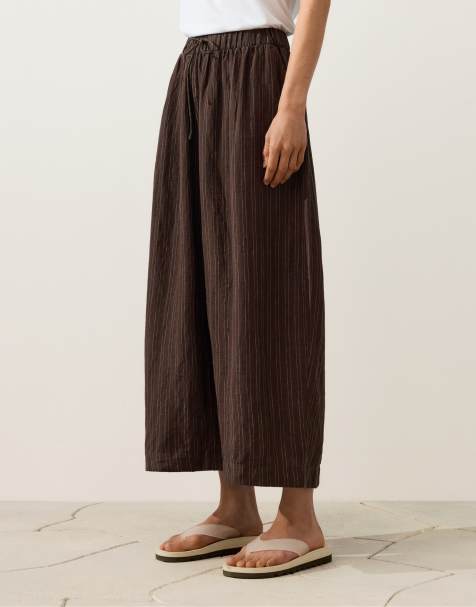 Oysho - Pantalon bouffant 100 % lin - Marron - view 1