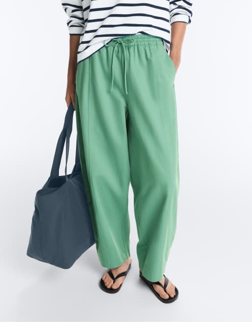 Oysho - Pantalon bouffant en coton mélangé - Vert d'eau, 4 de 4
