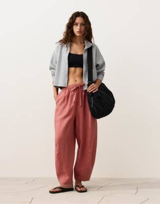 Oysho - Pantalon bouffant en lin - Corail-Orange