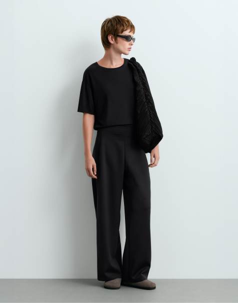 OYSHO pantalon cocon taille haute effet néoprène noir - view 1
