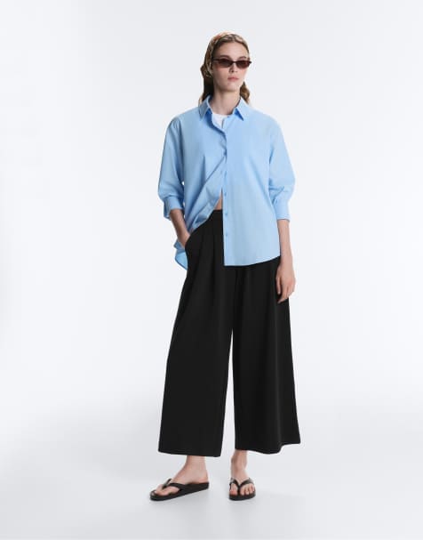Oysho - Pantalon court et ample en modal doux à pinces - Noir - view 1