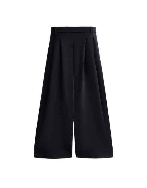 Oysho - Pantalon court et ample en modal doux à pinces - Noir, 4 de 7