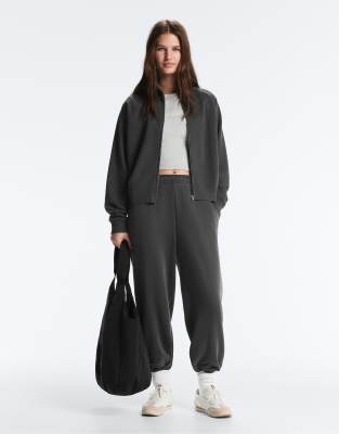 Pantalon de jogging en coton mélangé - Anthracite foncé-Gris XL