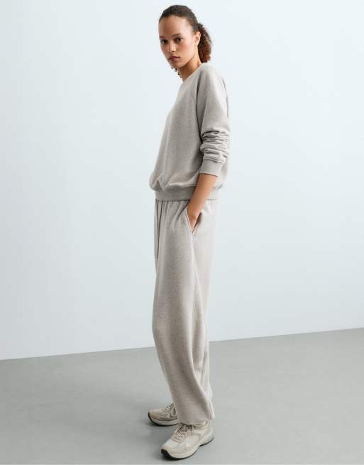OYSHO pantalon de jogging en molleton mélangé coton gris moyen chiné, 5 de 7