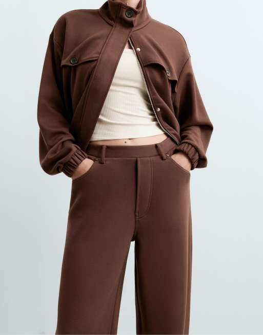 OYSHO pantalon droit 5 poches couleur cacao, 3 de 5