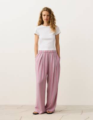 Pantalon droit à rayures - Rose XS