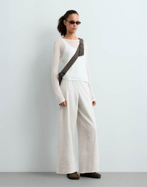 OYSHO - Pantalon droit en maille - Gris - view 1