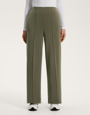 OYSHO - Pantalon droit en modal avec plis marqués à l'avant - Vert