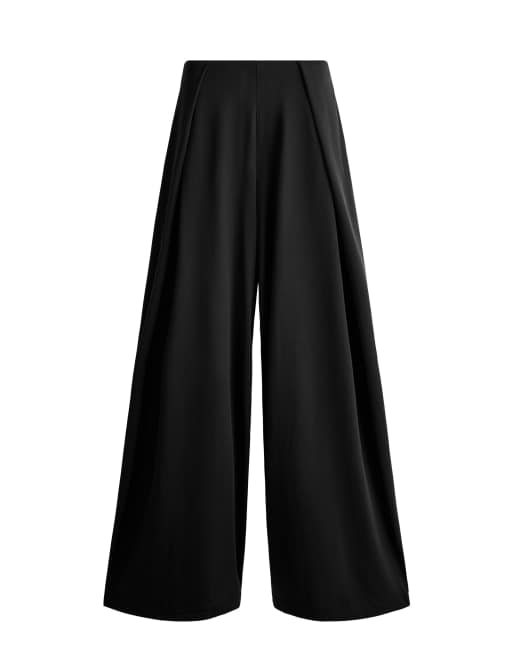 OYSHO - Pantalon droit en modal mélangé à plis sur les côtés - Noir, 6 de 6