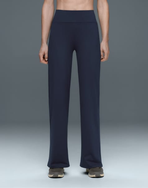 OYSHO pantalon droit taille haute comfortlux bleu marine - view 1