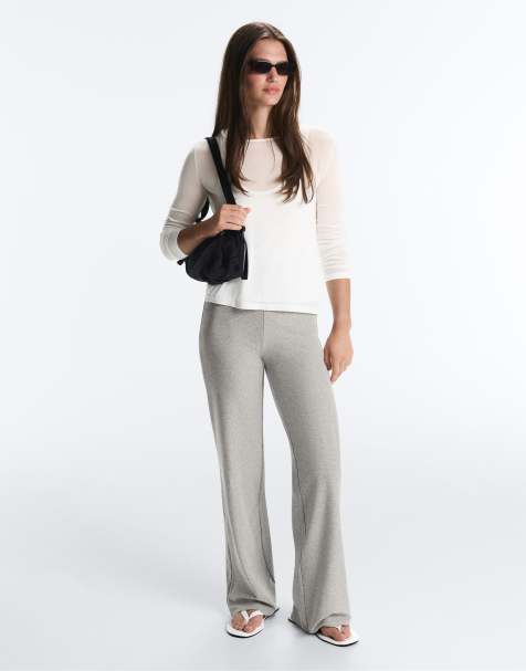OYSHO pantalon droit taille haute Comfortlux chiné gris - view 1