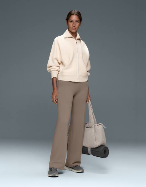 OYSHO pantalon droit taille haute Comfortlux marron, 2 de 6