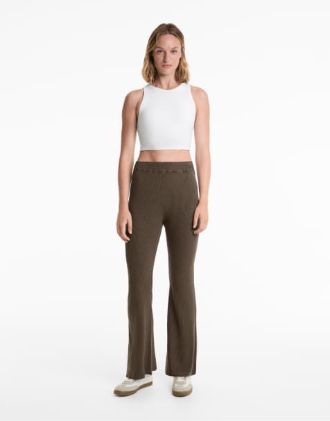 OYSHO - Pantalon évasé en maille - Gris - view 1