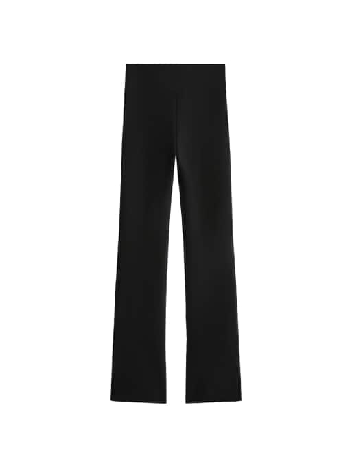 OYSHO pantalon évasé taille haute ultra chaud sans coutures, noir, 5 de 6