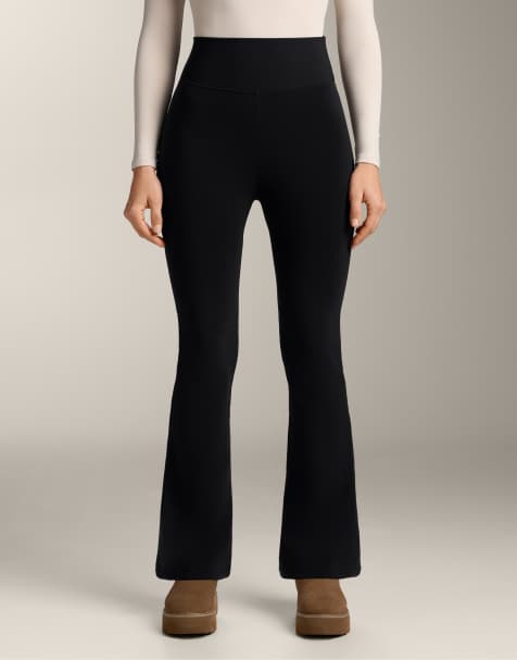 OYSHO - Pantalon évasé ultra-chaud sans coutures à taille haute - Noir - view 1