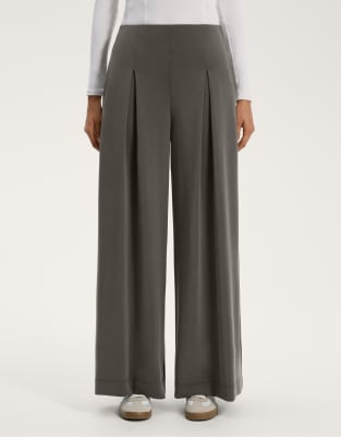OYSHO - Pantalon large à plis en modal doux - Noir