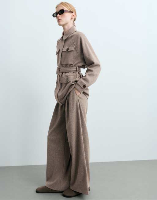 OYSHO pantalon large chiné gris, 3 de 5