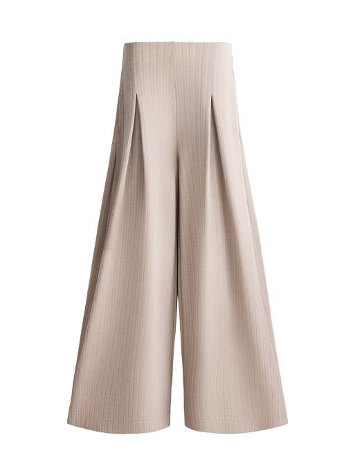 OYSHO - Pantalon large en tissu doux à rayures - Vison, 6 de 7