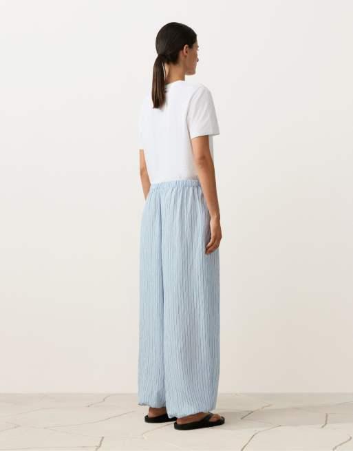 OYSHO - Pantalon long style bloomer à rayures - Bleu cendré, 4 de 4