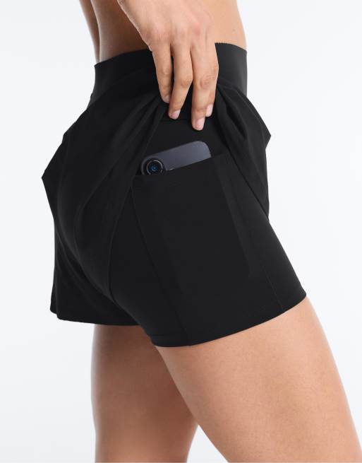 Oysho - Pantaloncini da 10 cm a compressione neri con tasca, 2 di 4