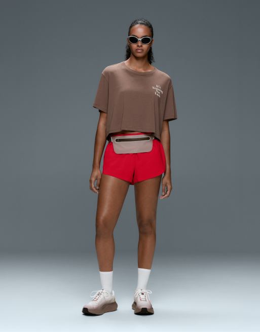 OYSHO - Pantaloncini tecnici a vita bassa rosso acceso, 2 di 7