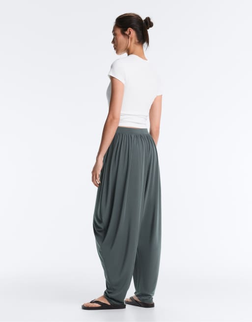 OYSHO - Pantaloni a palloncino in misto modal grigi, 3 di 4
