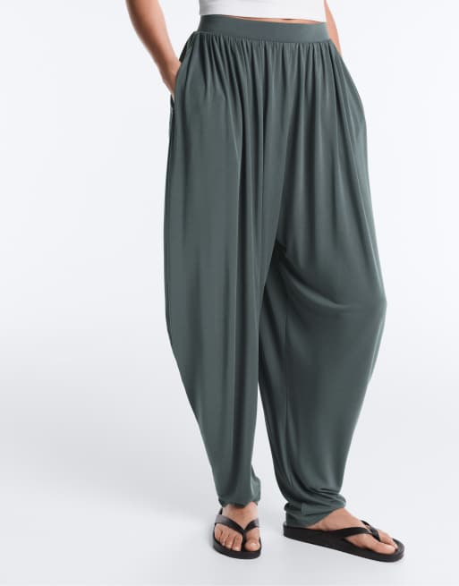 OYSHO - Pantaloni a palloncino in misto modal grigi, 4 di 4
