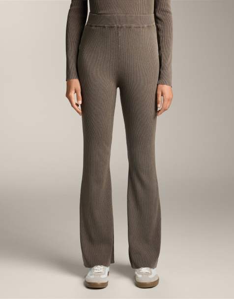 OYSHO - Pantaloni a zampa grigi in maglia - view 1