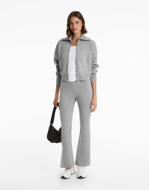 OYSHO - Pantaloni a zampa grigi in maglia - view 1